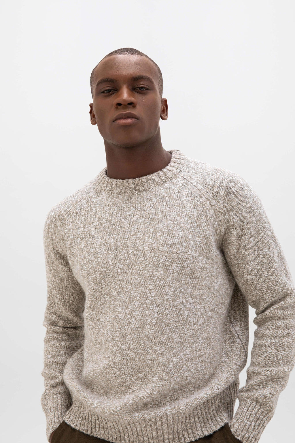 Wool Cashmere Slub Natural Jumper