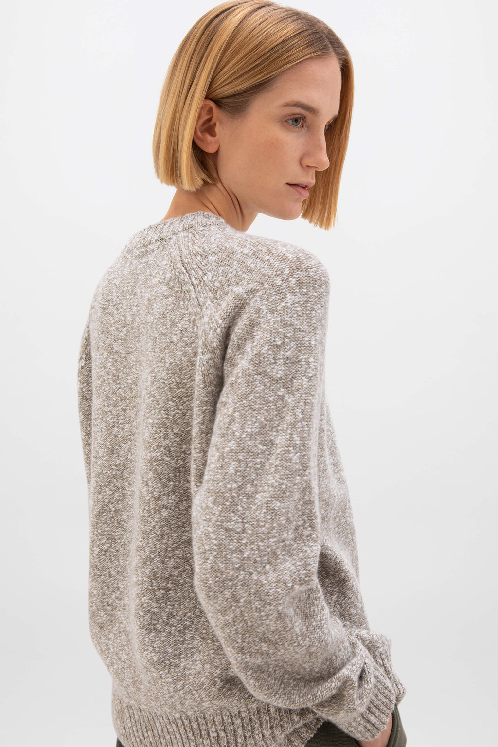 Wool Cashmere Slub Natural Jumper