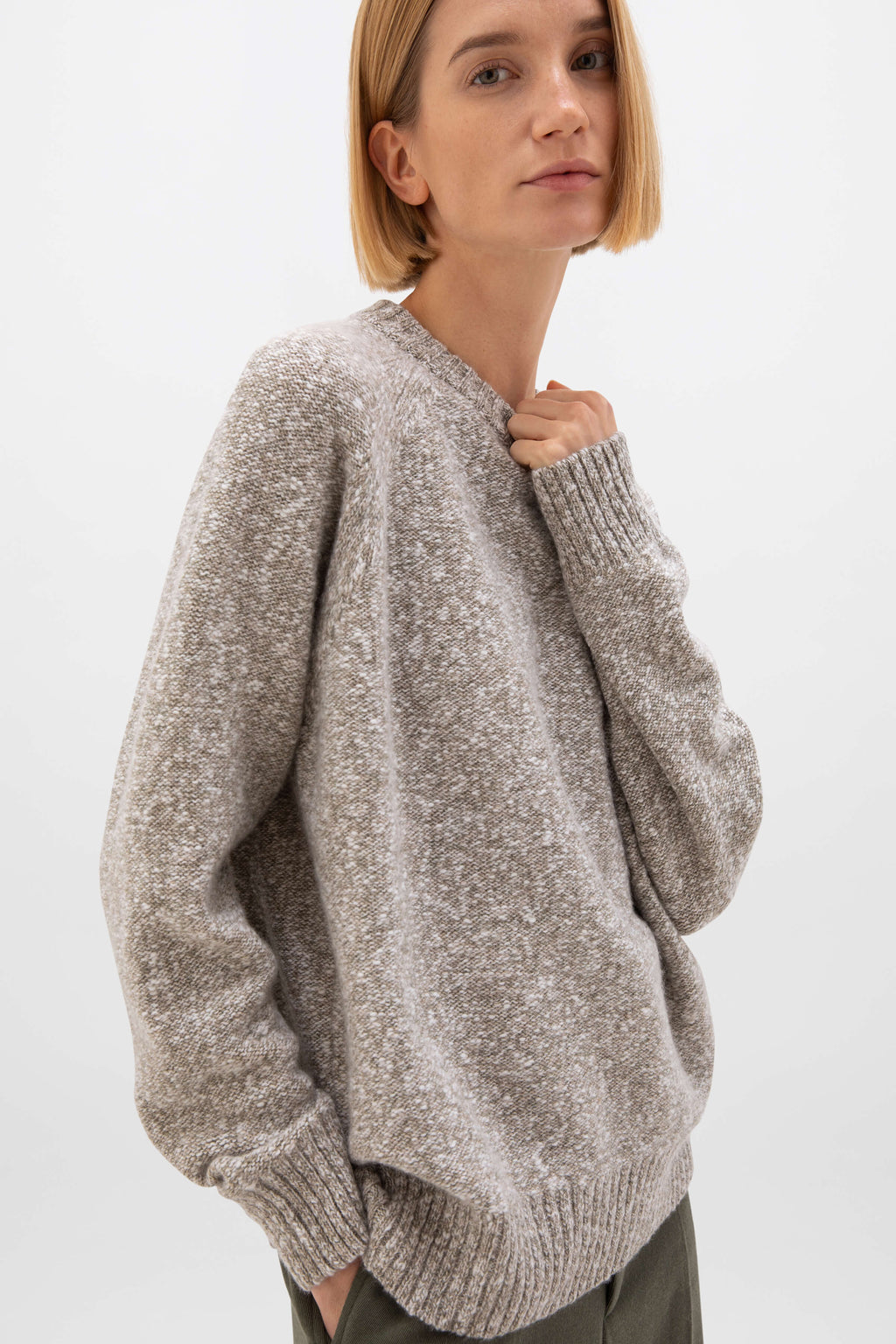 Wool Cashmere Slub Natural Jumper