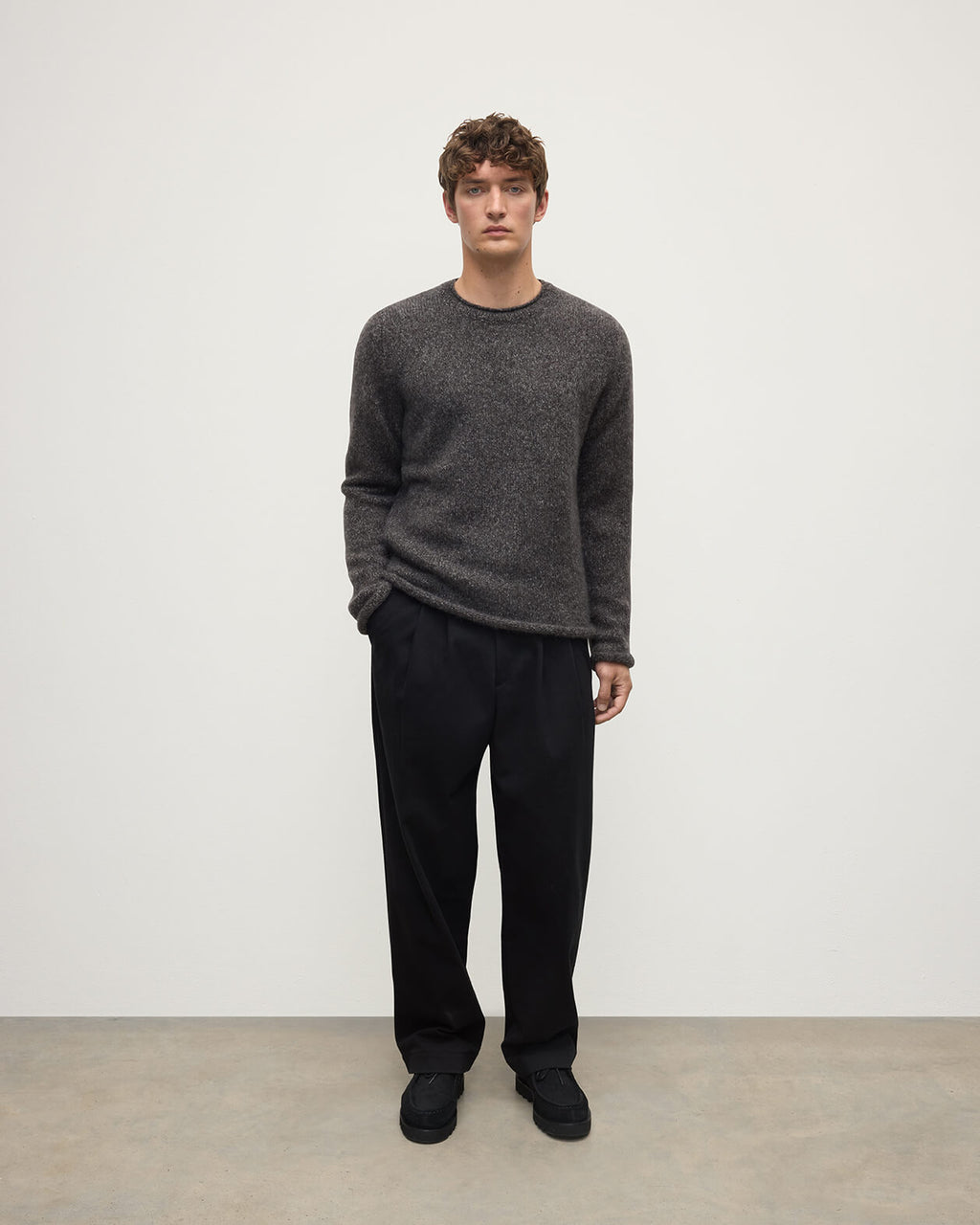 Brushed Cashmere Silk Charcoal Jumper
