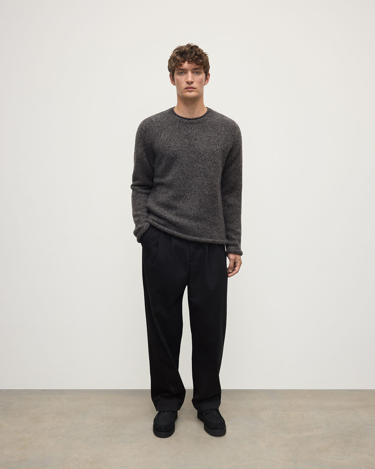 Brushed Cashmere Silk Charcoal Jumper