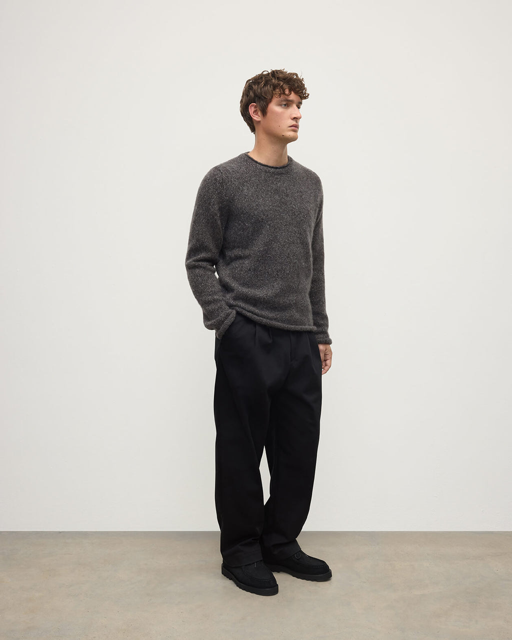 Brushed Cashmere Silk Charcoal Jumper