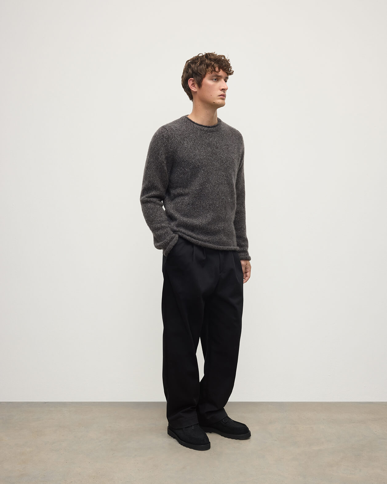 Brushed Cashmere Silk Charcoal Jumper