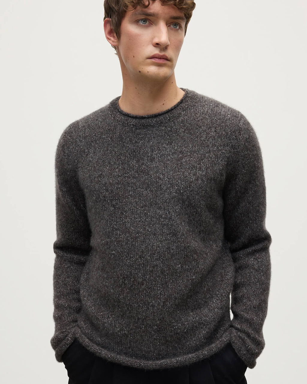 Brushed Cashmere Silk Charcoal Jumper