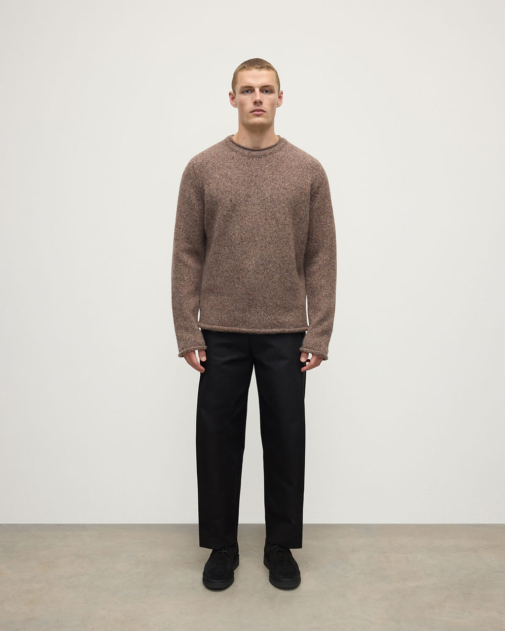 Brushed Cashmere Silk Brown Jumper