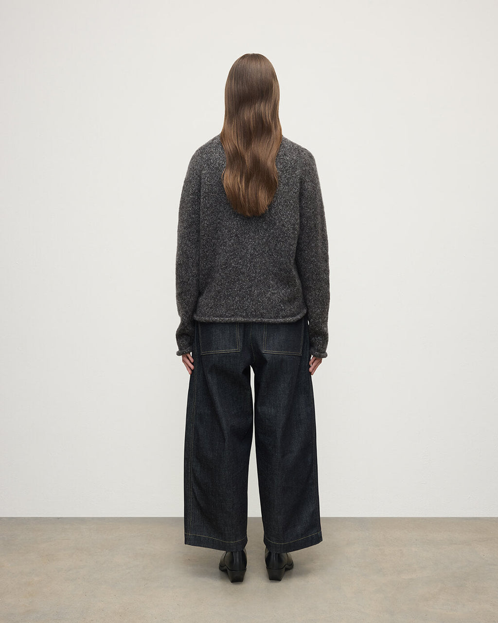 Brushed Cashmere-Silk Charcoal Jumper