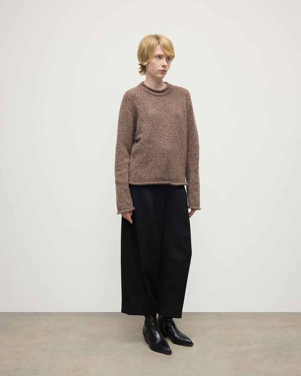 Brushed Cashmere-Silk Brown Jumper