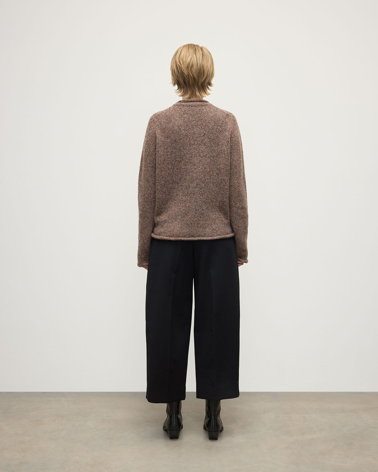 Brushed Cashmere-Silk Brown Jumper