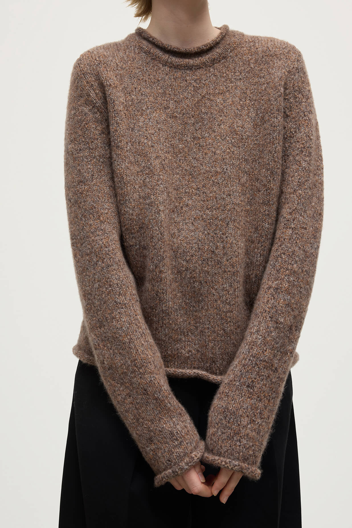 Brushed Cashmere-Silk Brown Jumper