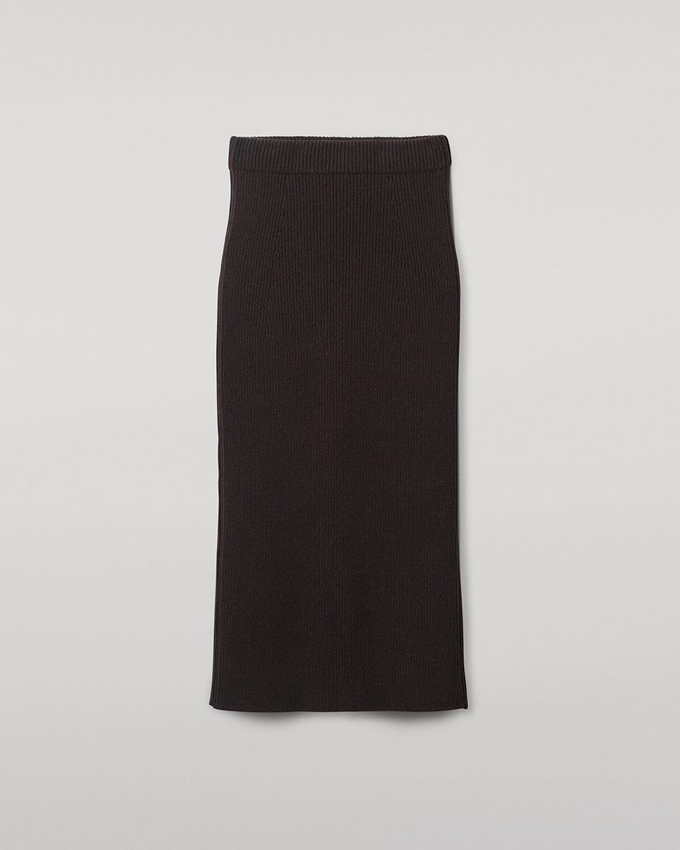 Cashmere Dark Brown Midi Skirt