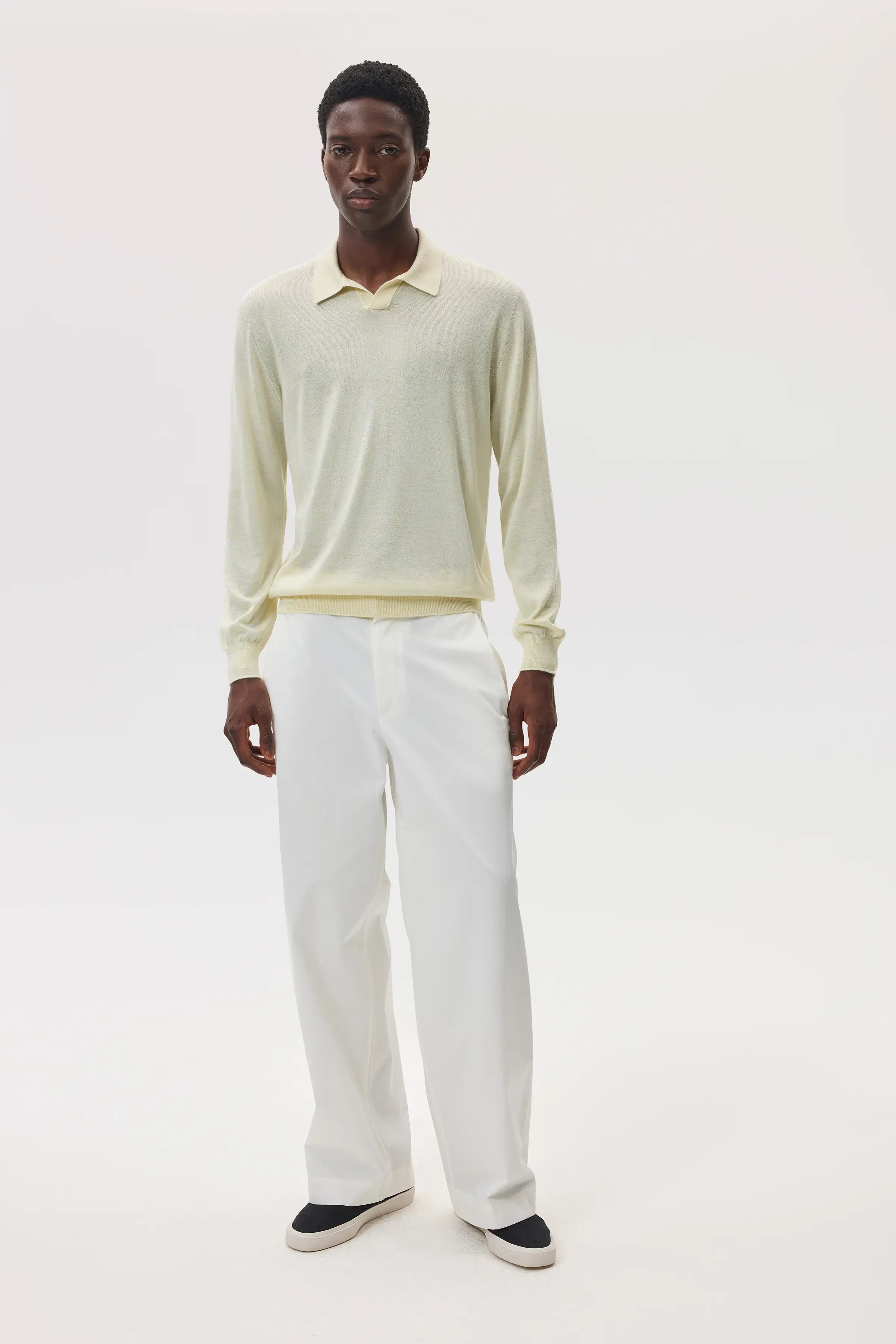 Superfine Cashmere Silk Light Yellow Polo Shirt