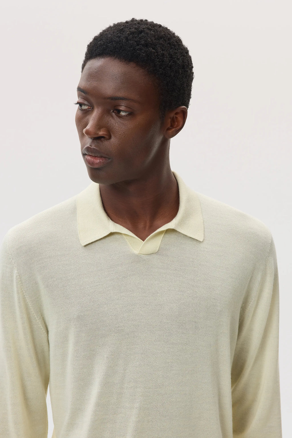Superfine Cashmere Silk Light Yellow Polo Shirt
