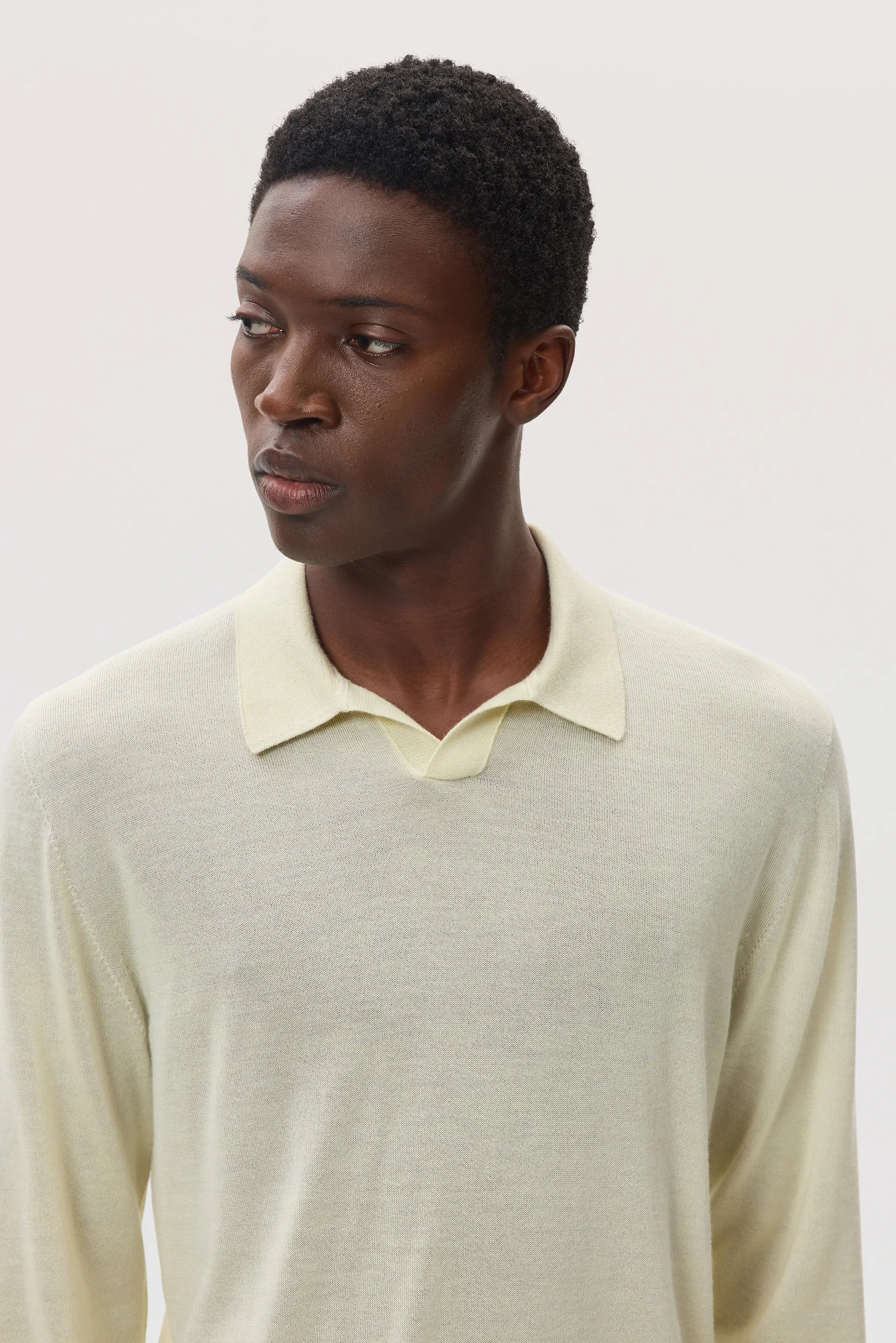 Superfine Cashmere Silk Light Yellow Polo Shirt