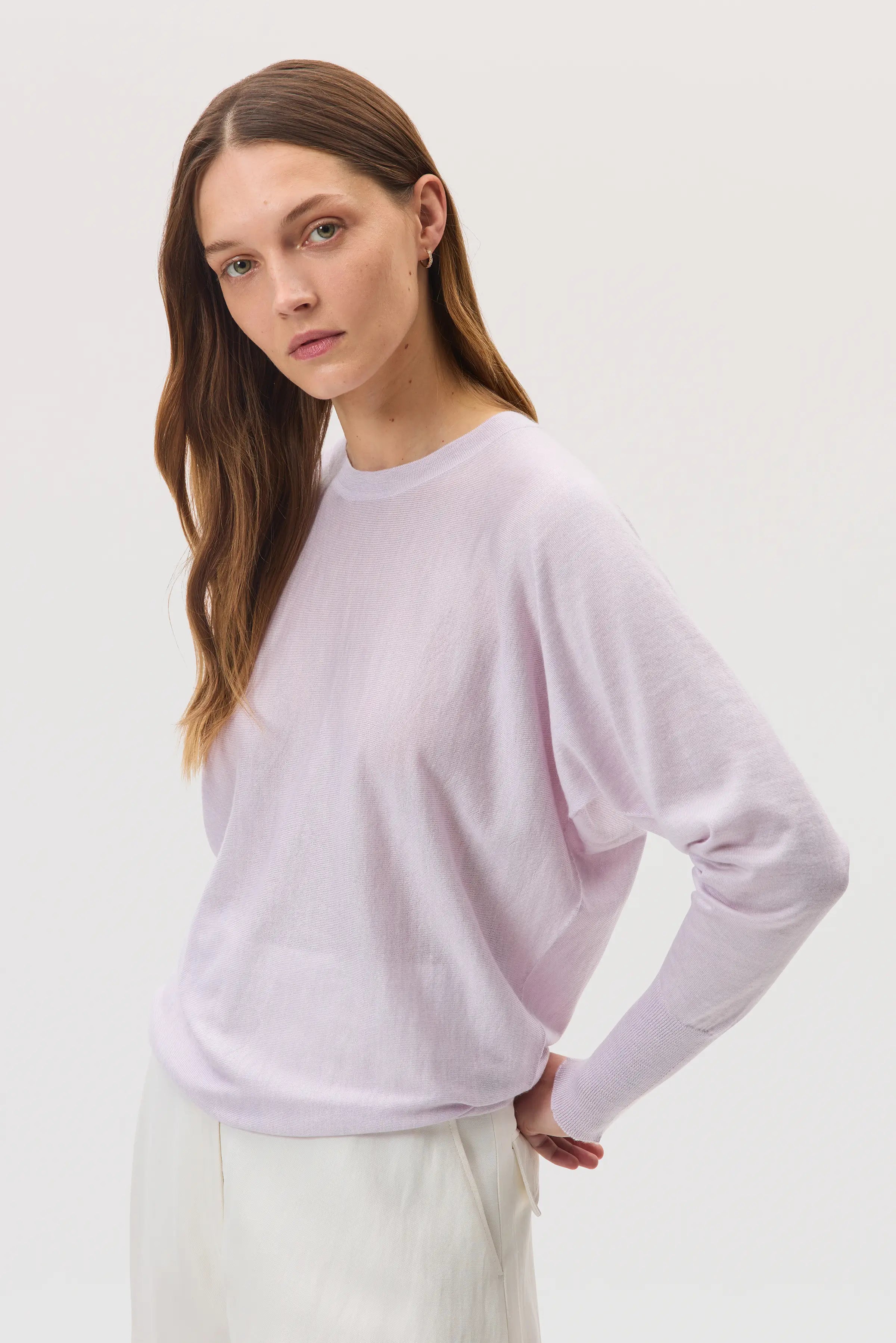 Cashmere Silk Light Purple Batwing Jumper