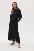 Cashmere Silk A-Line Black Skirt