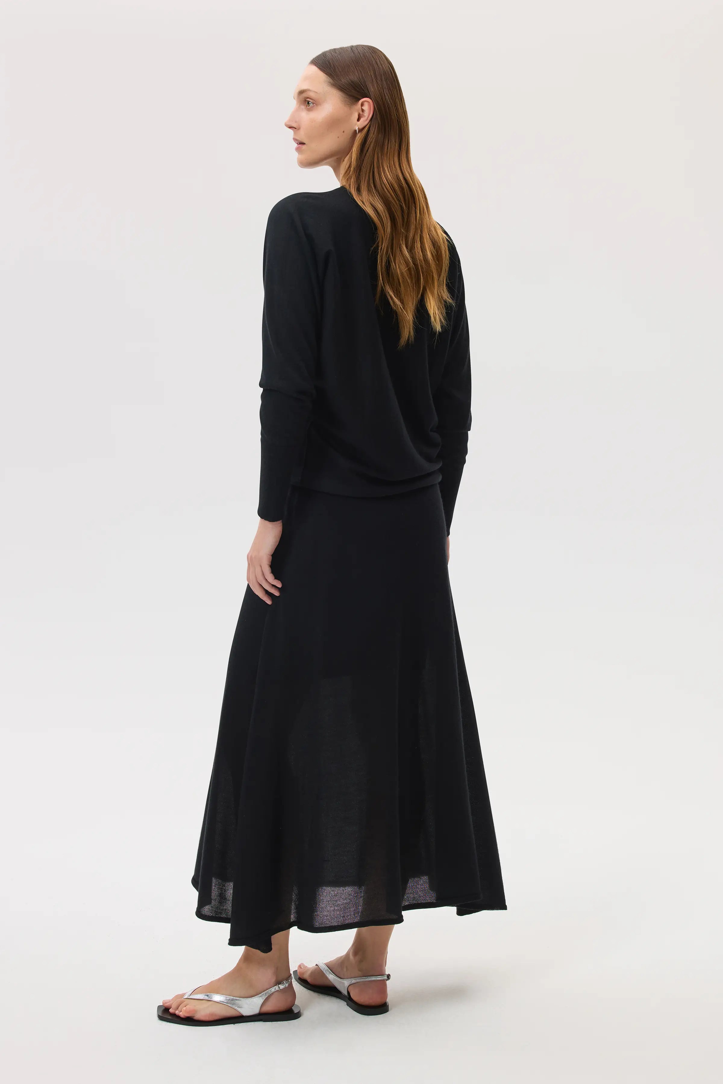 Cashmere Silk A-Line Black Skirt