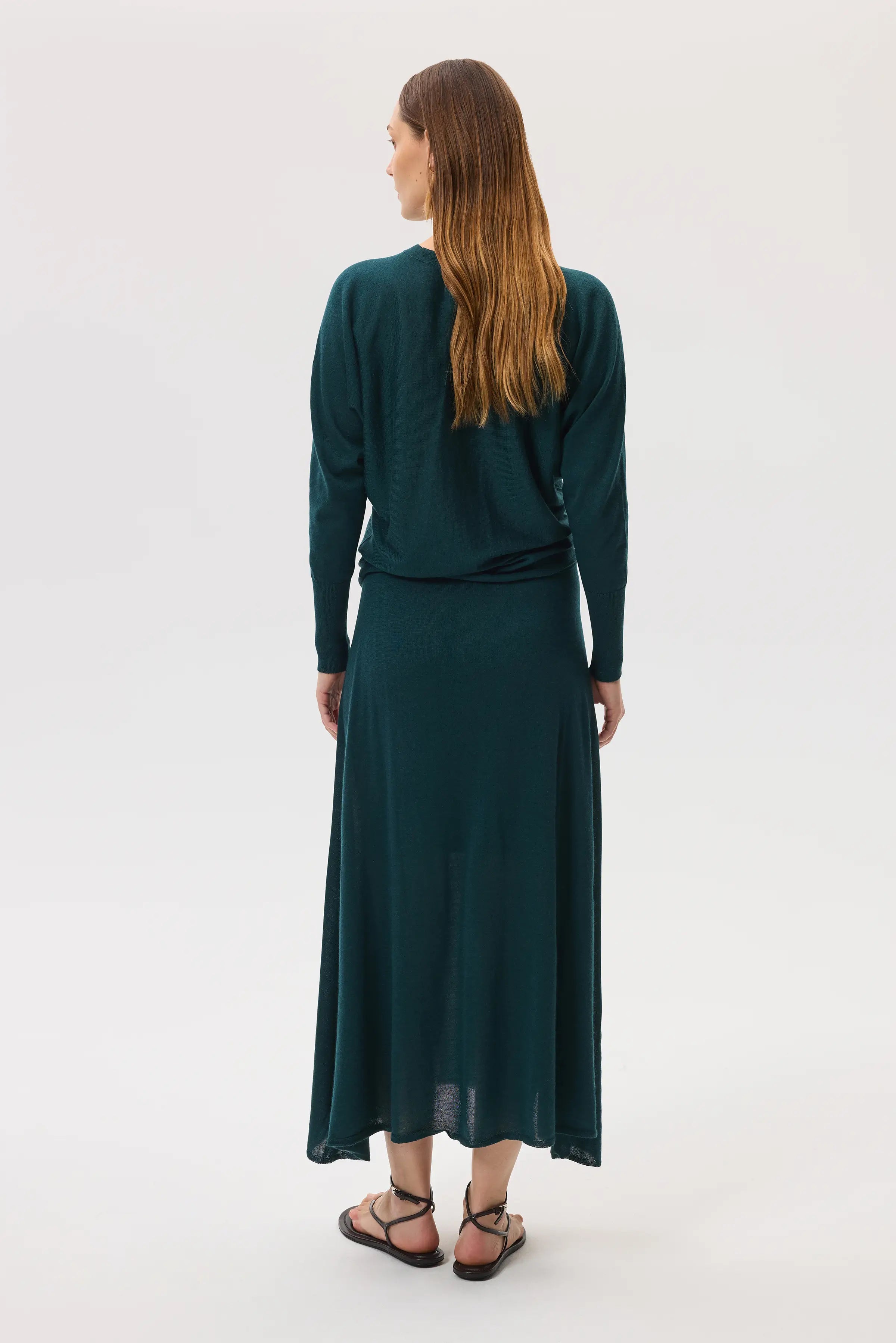 Cashmere Silk A-Line Green Skirt