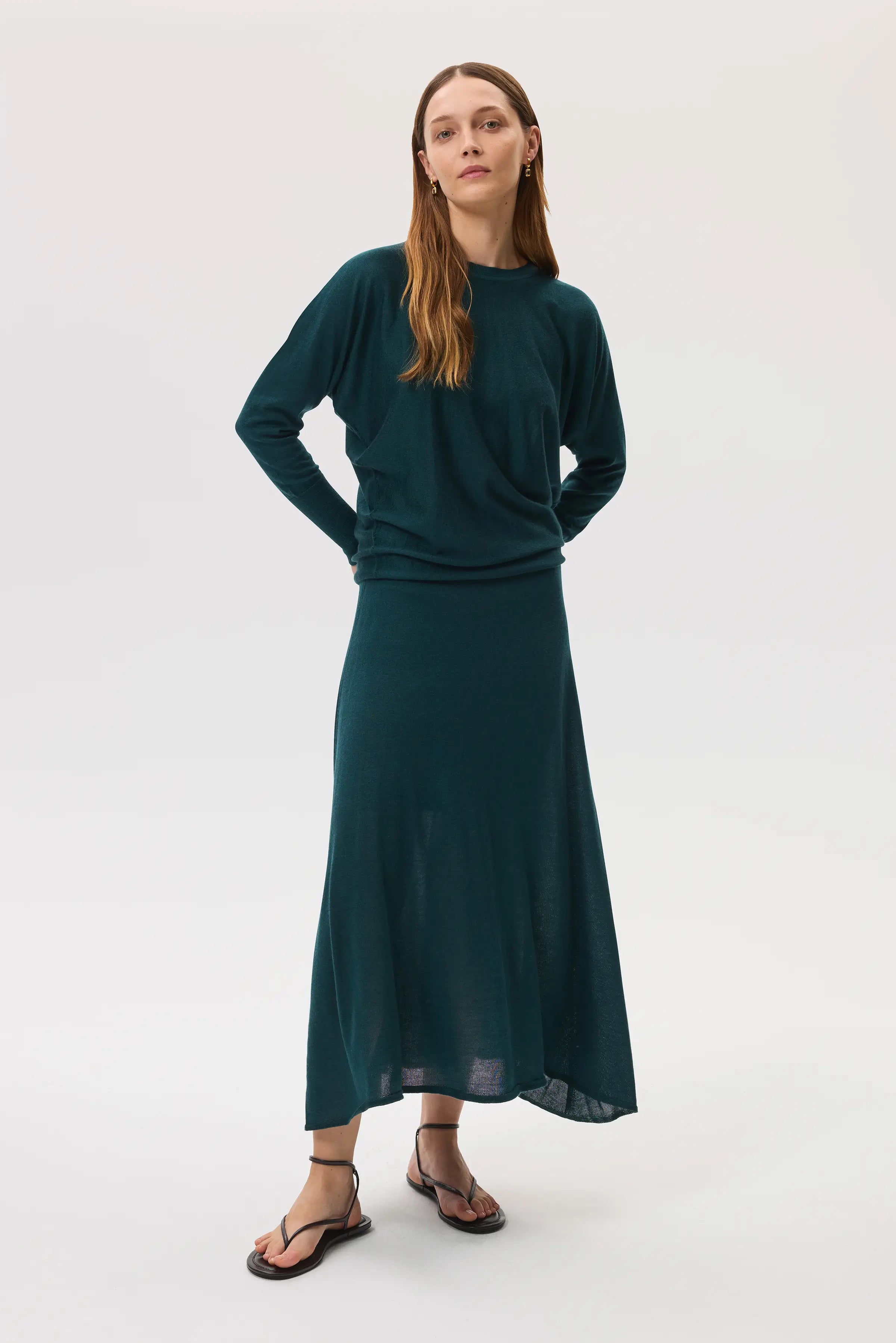 Cashmere Silk A-Line Green Skirt