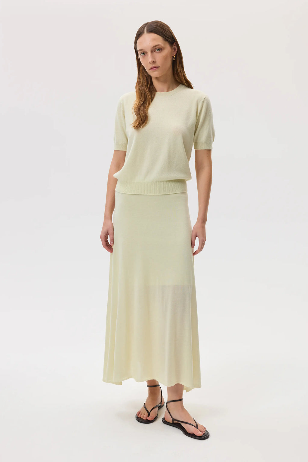 Cashmere Silk Light Yellow A-Line Skirt