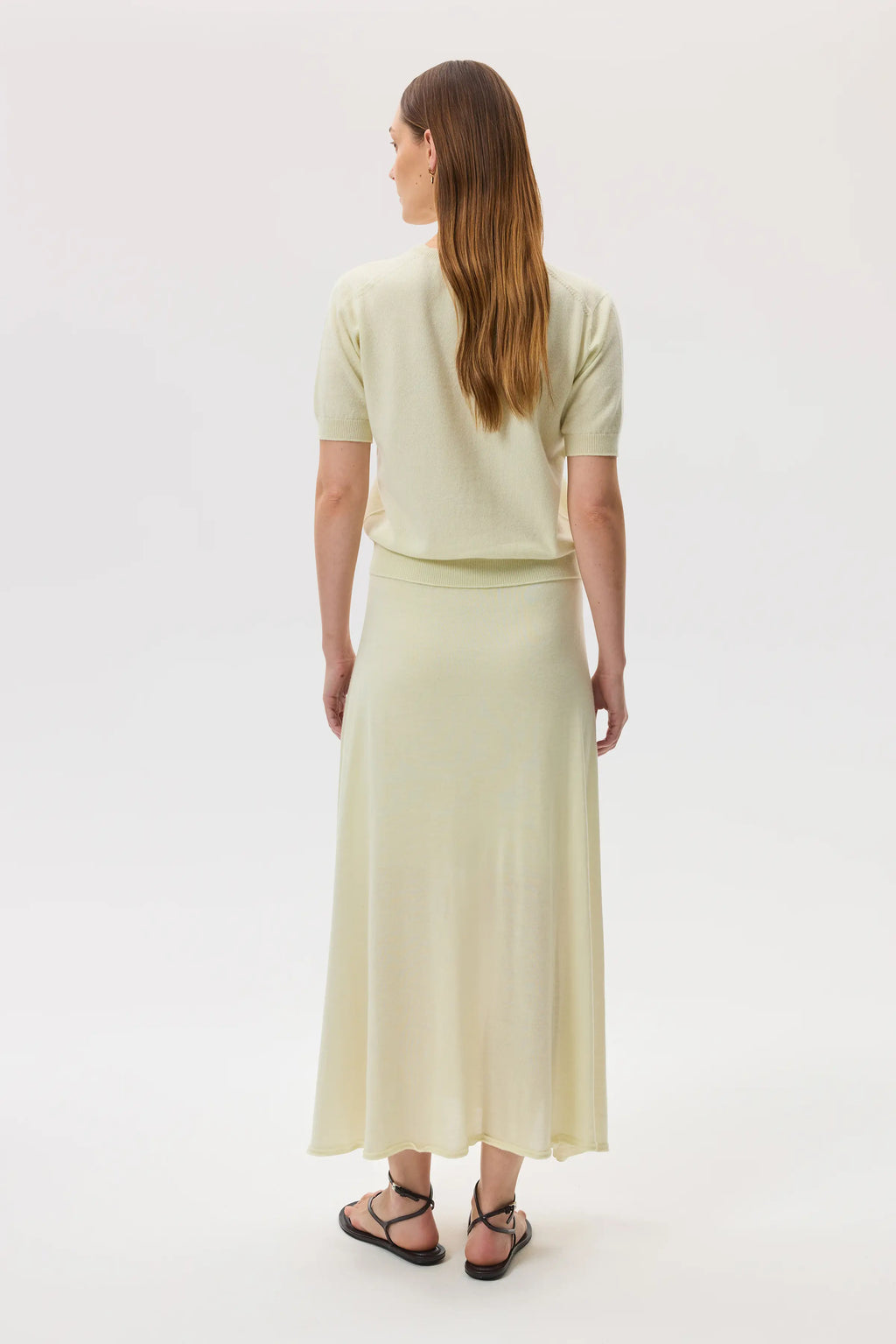 Cashmere Silk Light Yellow A-Line Skirt