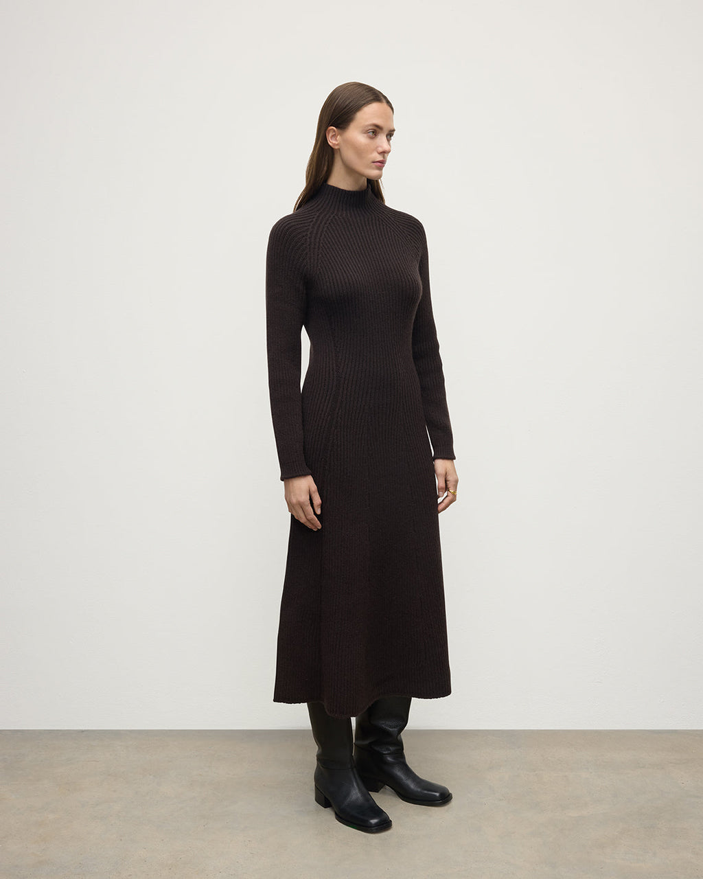Cashmere Dark Brown Midi Dress