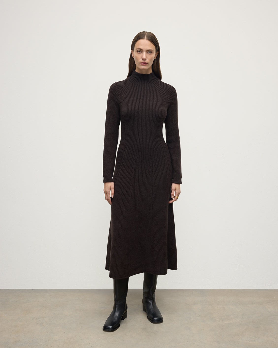 Cashmere Dark Brown Midi Dress