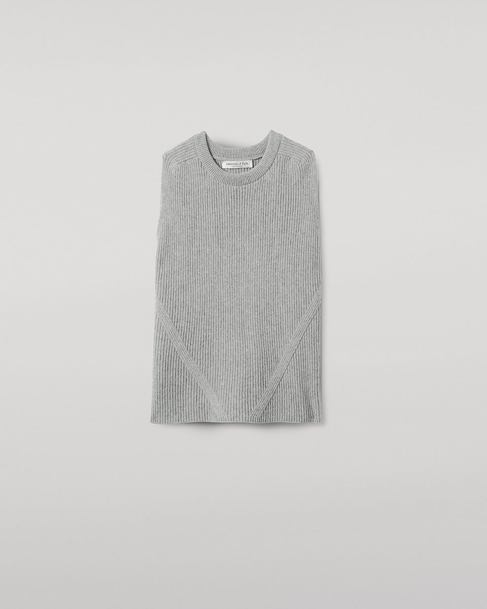 Sleeveless Light Grey Cashmere Tank Top