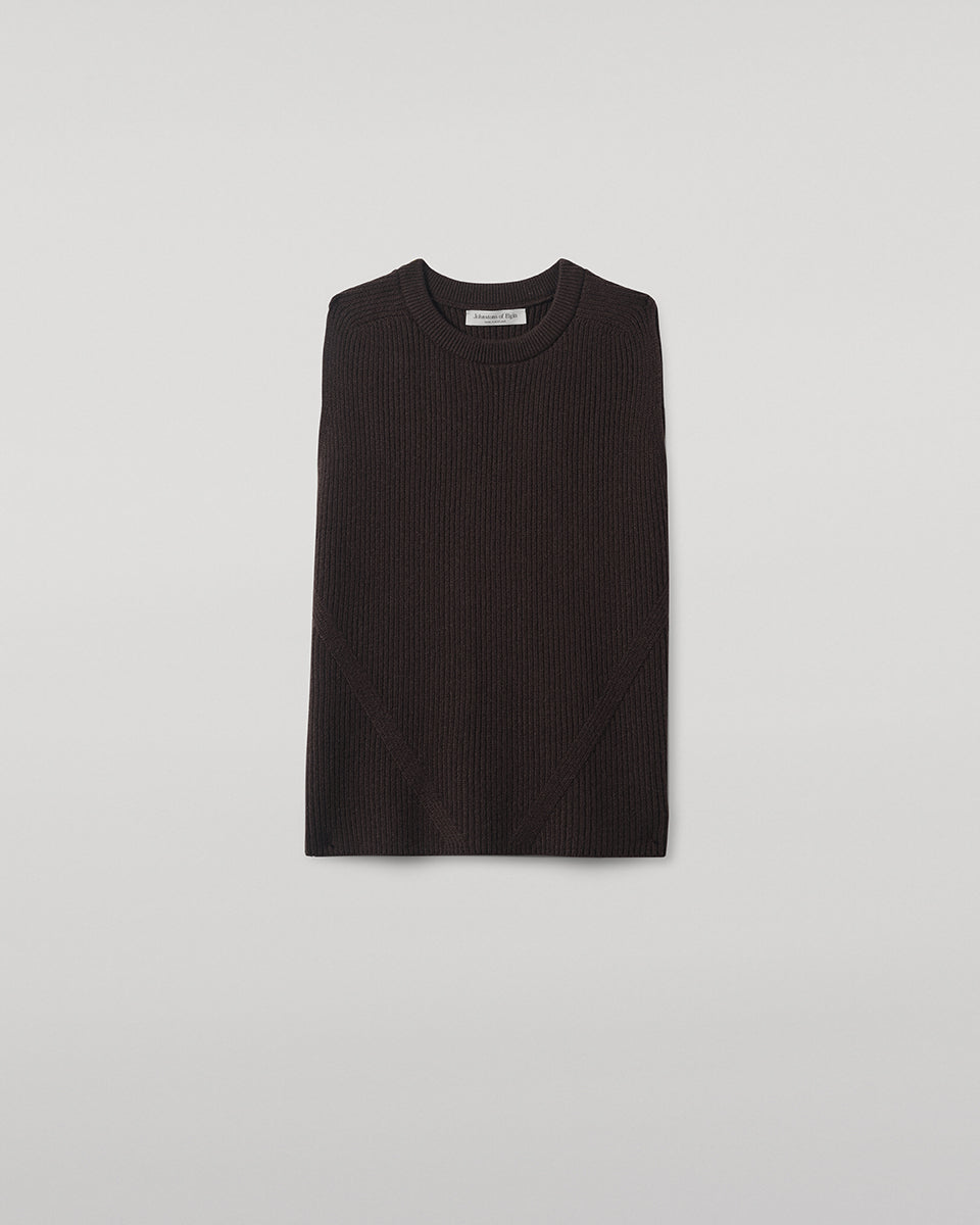 Sleeveless Dark Brown Cashmere Tank Top