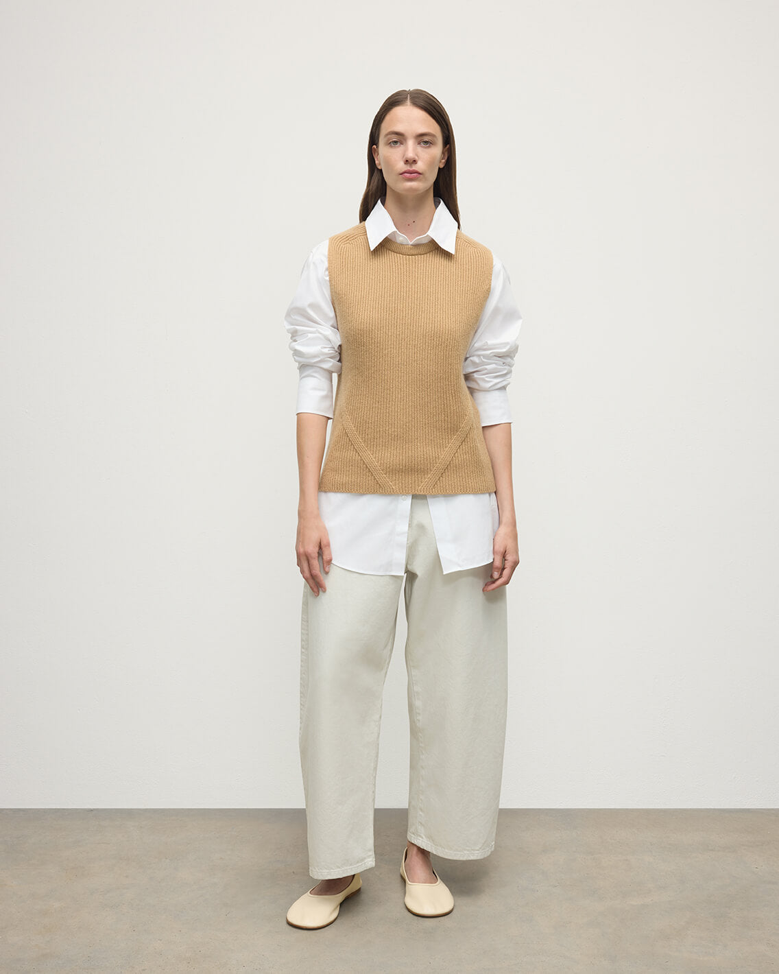 Sleeveless Camel Cashmere Tank Top