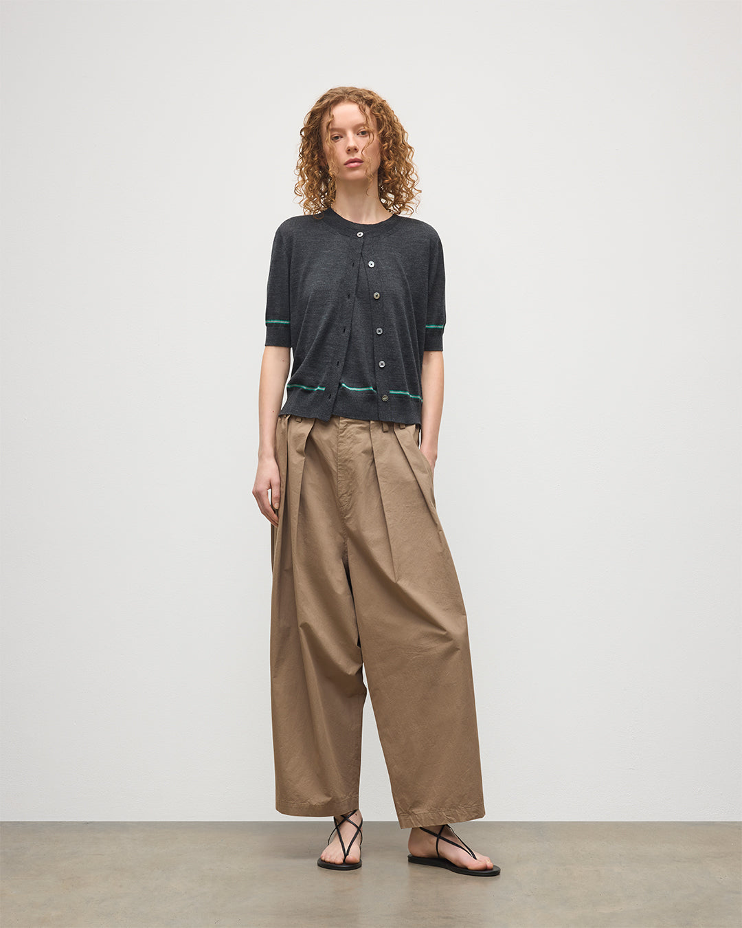 Brae Dark Grey Merino Short Sleeve Cardigan