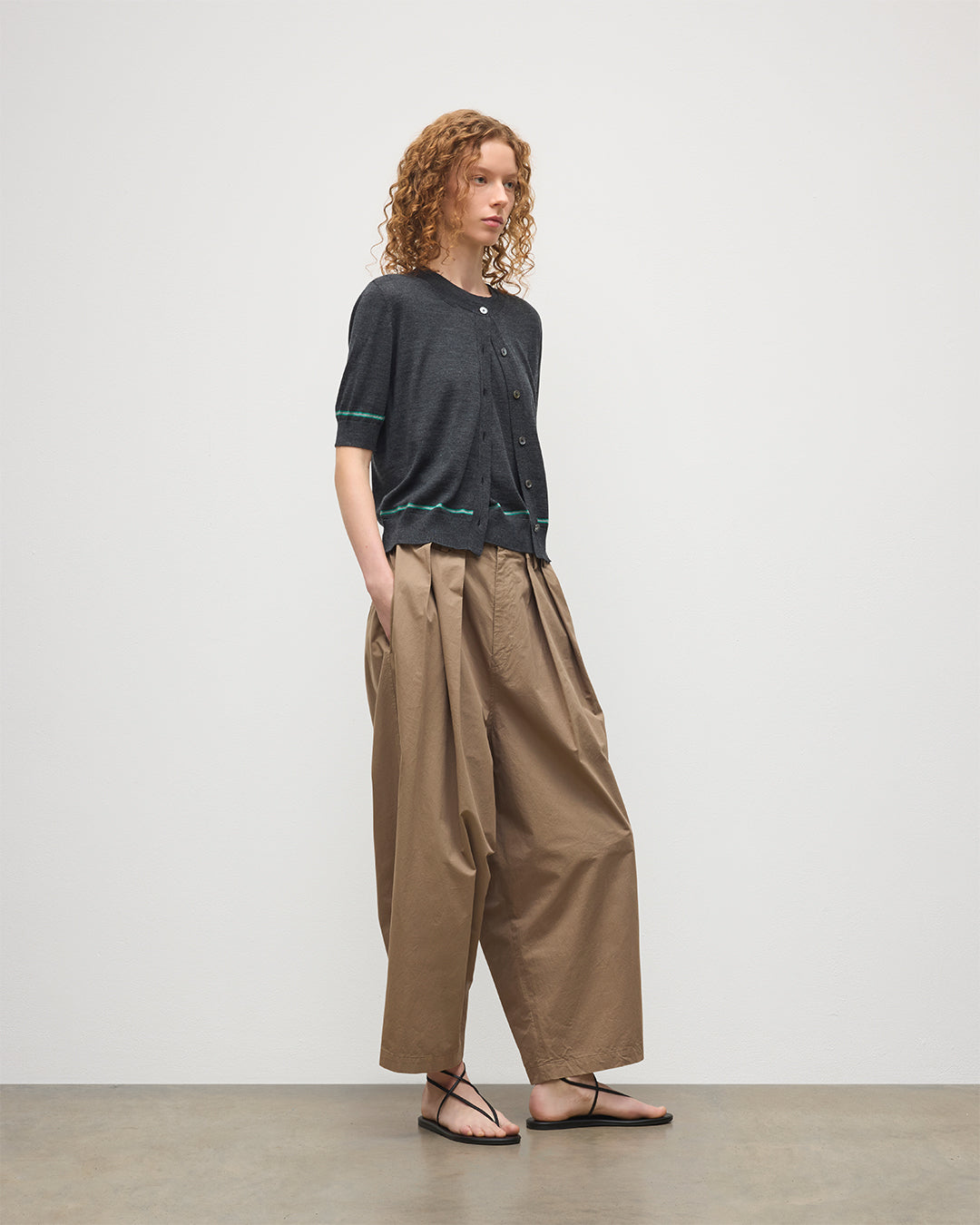 Brae Dark Grey Merino Short Sleeve Cardigan