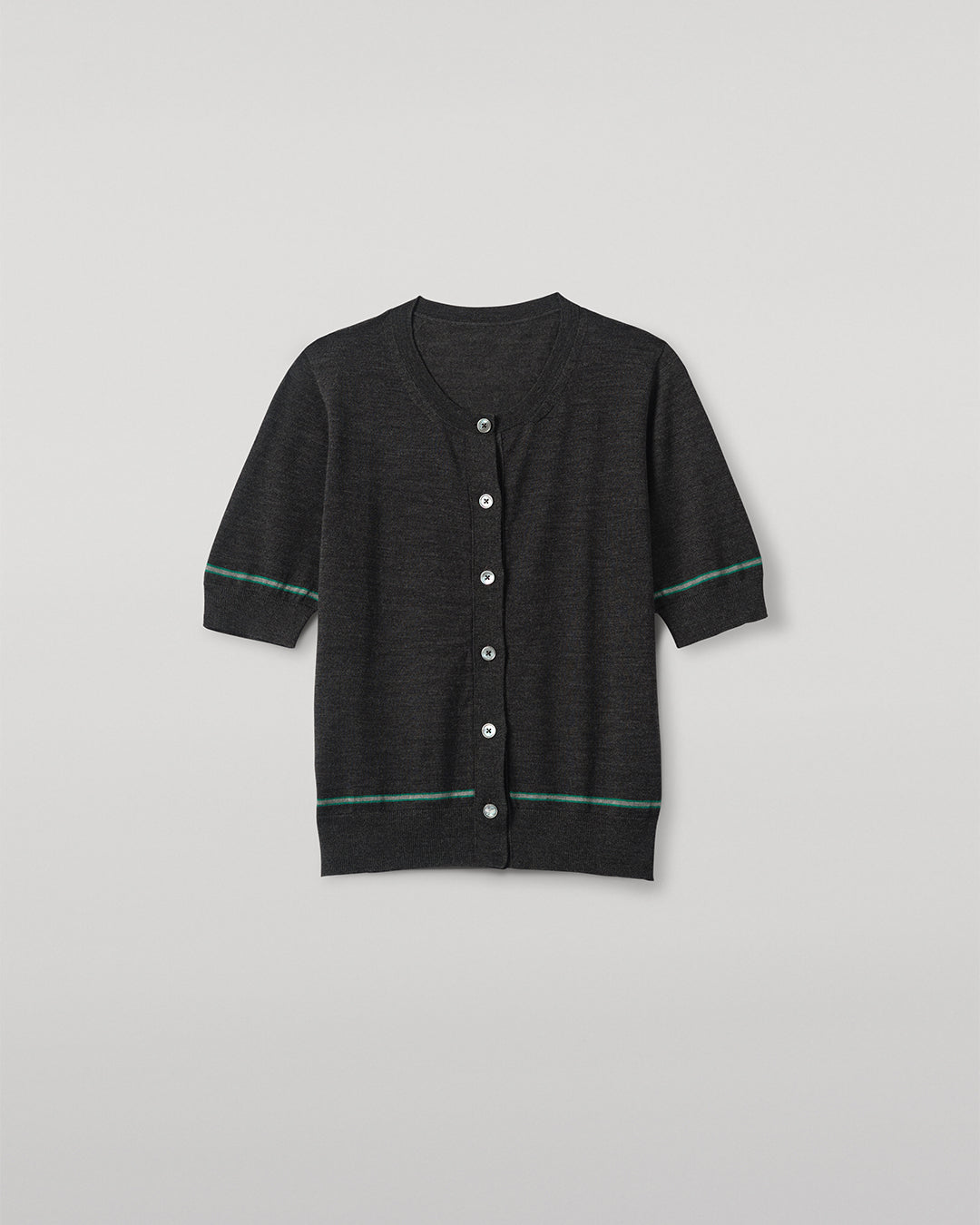 Brae Dark Grey Merino Short Sleeve Cardigan