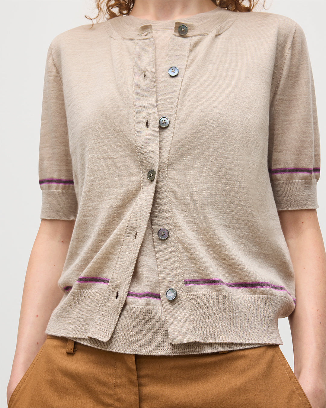 Brae Natural Merino Short Sleeve Cardigan