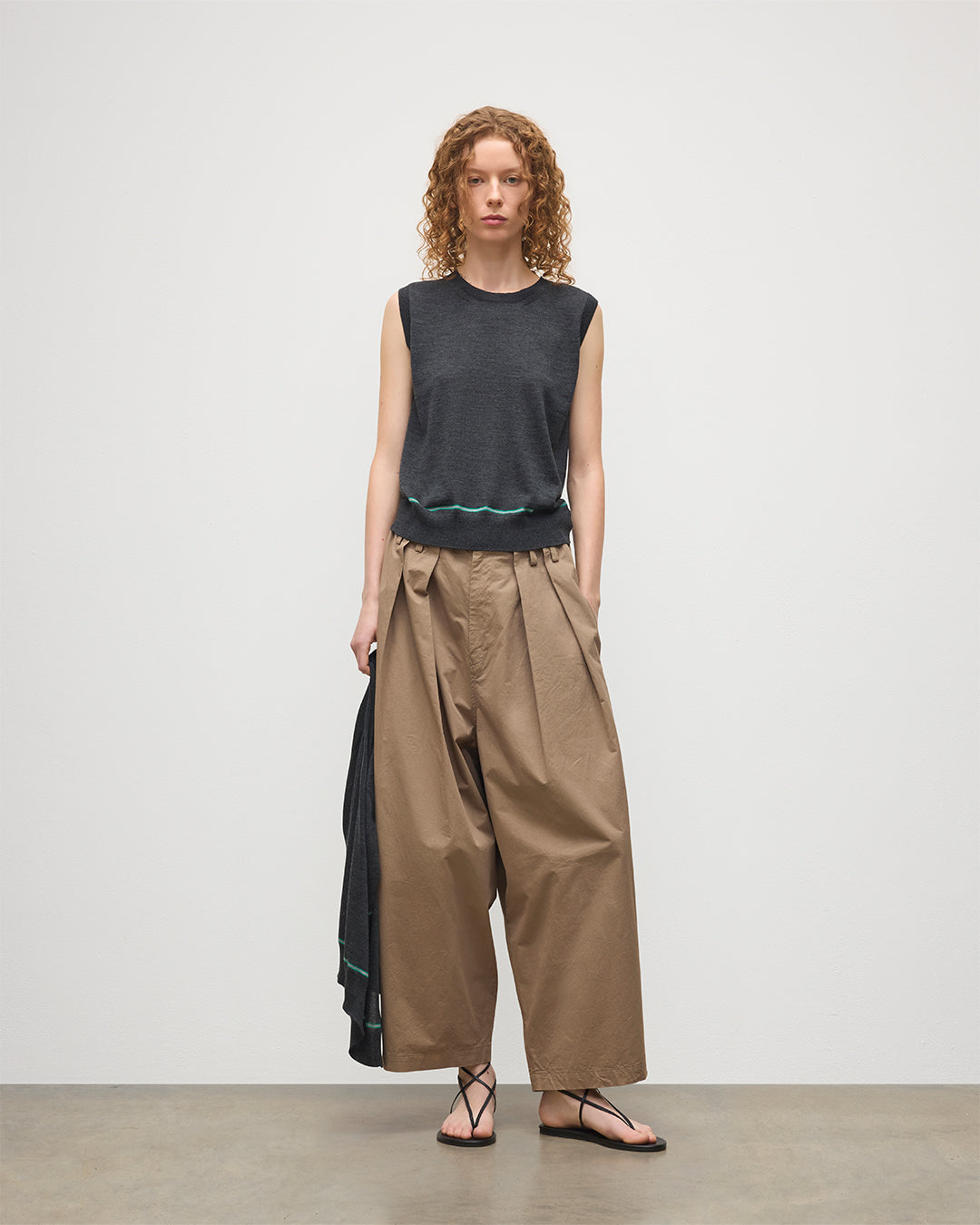Brae Dark Grey Merino Sleeveless Tank