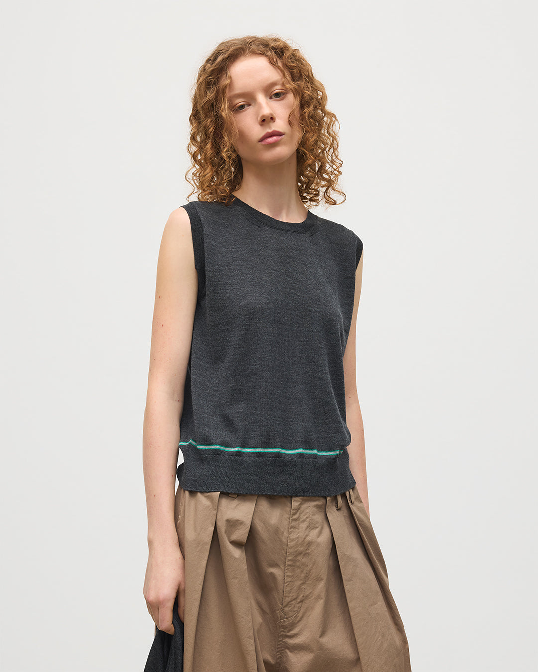 Brae Dark Grey Merino Sleeveless Tank