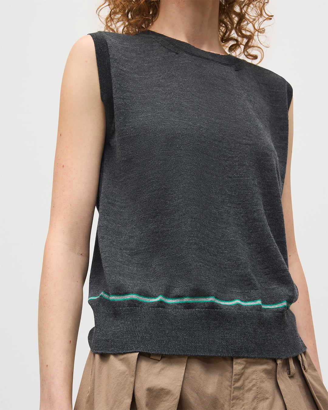 Brae Dark Grey Merino Sleeveless Tank