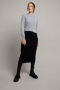 Black Ribbed Cashmere Tube Skirt