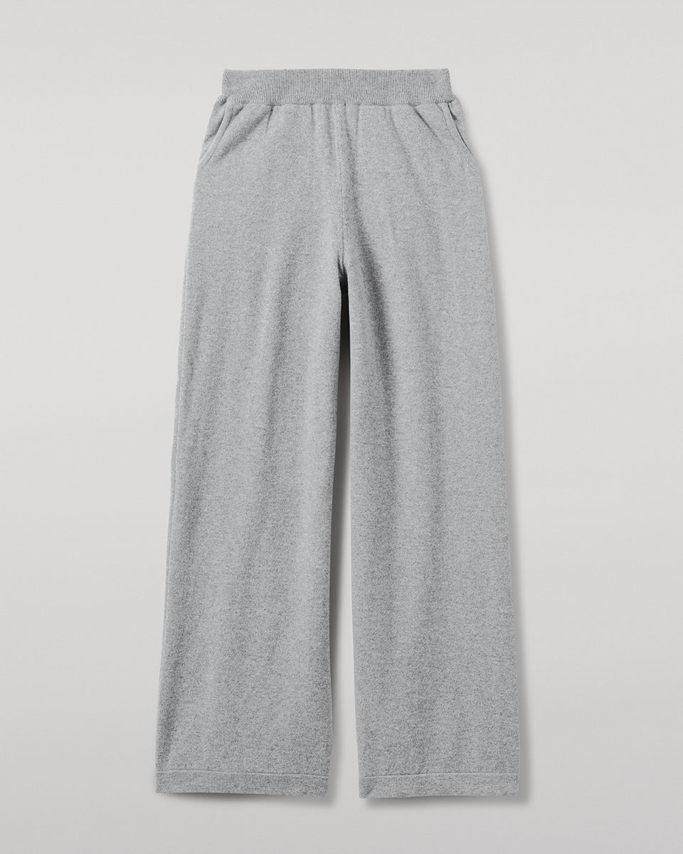 Wide Leg Light Grey Cashmere Trousers