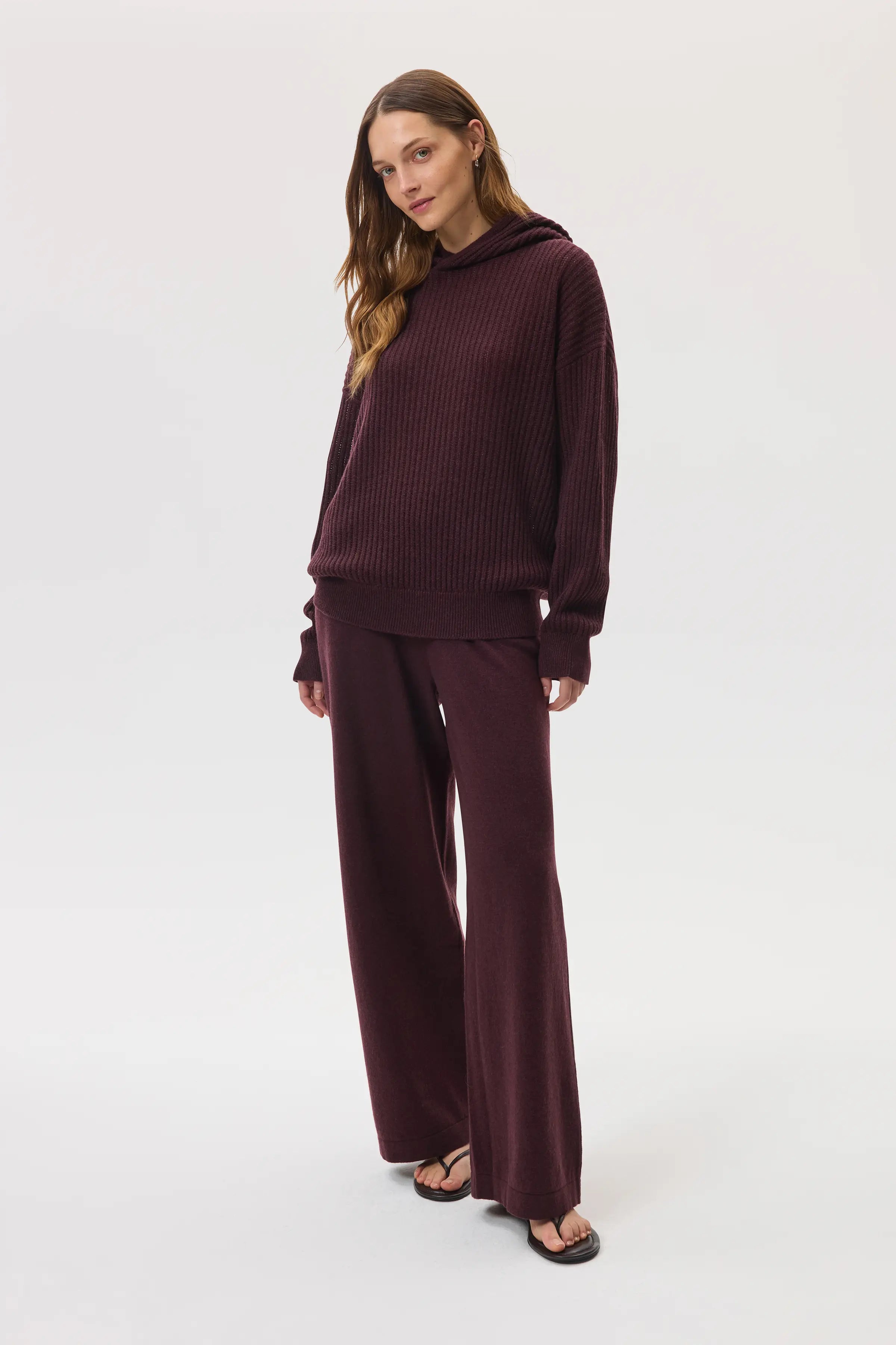 High Rise Dark Red Cashmere Culottes