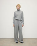 Wide Leg Light Grey Cashmere Trousers