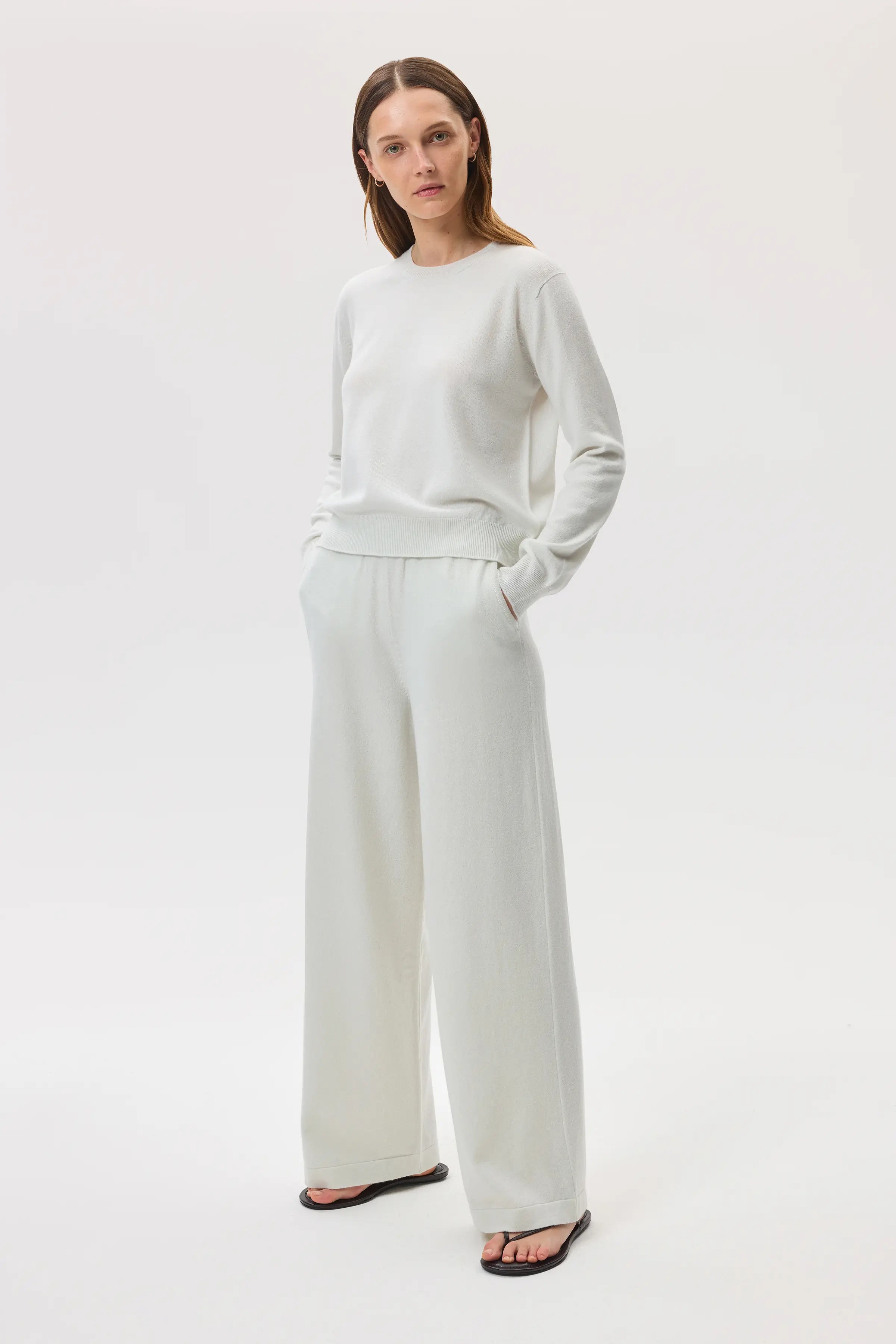 High Rise Cashmere White Culottes