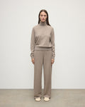 Wide Leg Brown Cashmere Trousers