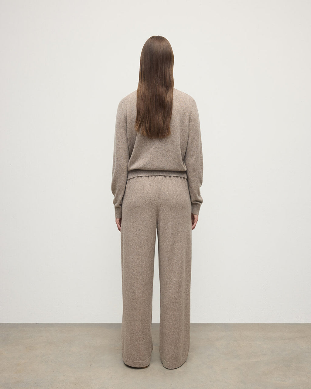 Wide Leg Brown Cashmere Trousers