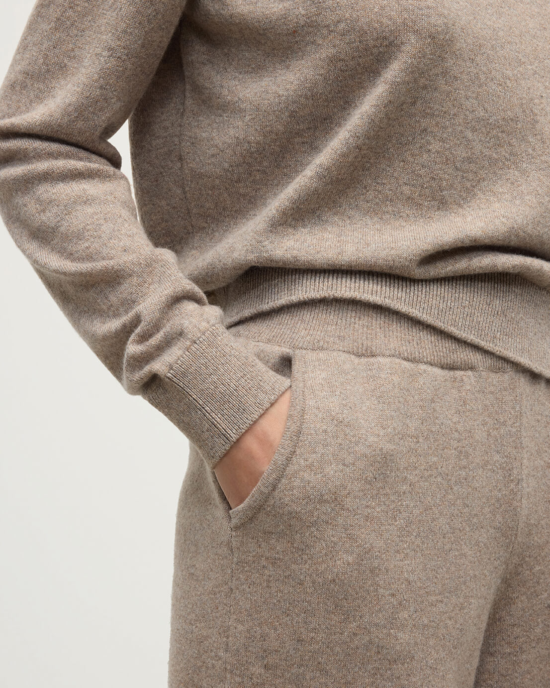 Wide Leg Brown Cashmere Trousers