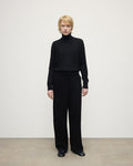 Wide Leg Black Cashmere Trousers