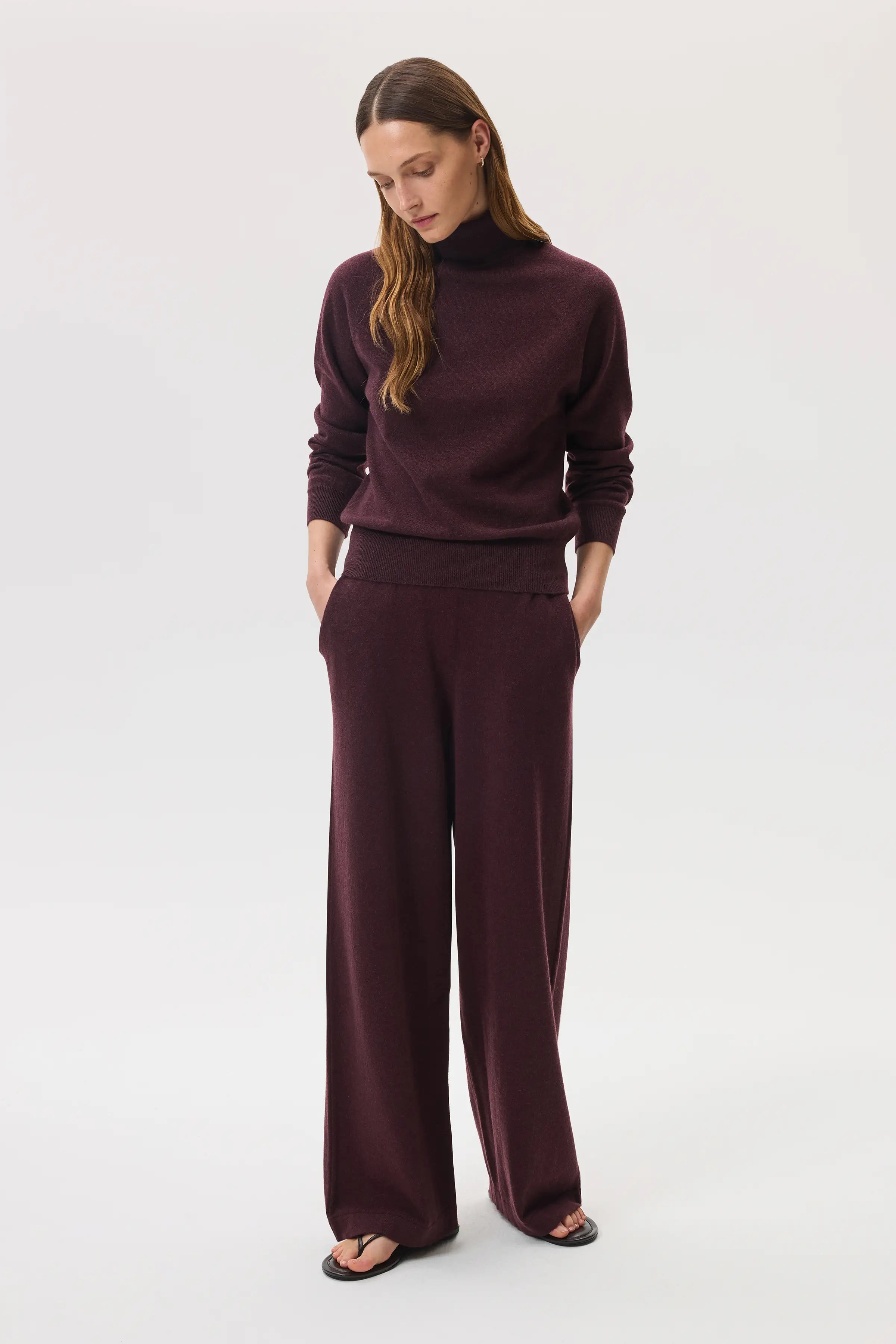 High Rise Dark Red Cashmere Culottes