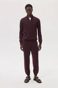 Deep Red Tapered Cashmere Joggers