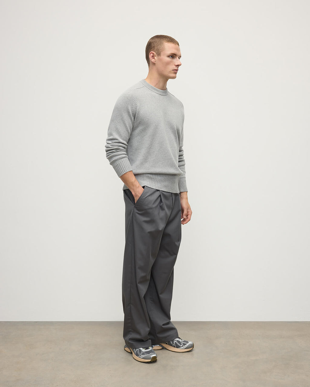 Superfine Merino Relaxed Light Grey Jumper