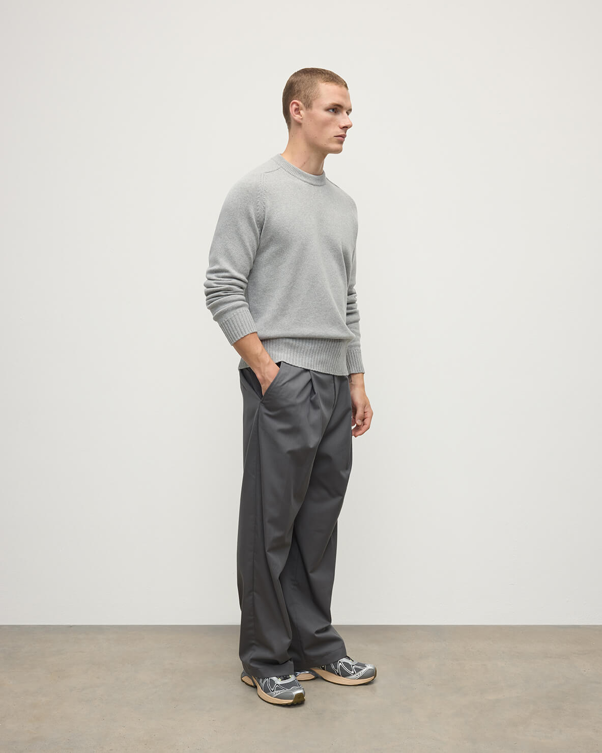 Superfine Merino Relaxed Light Grey Jumper