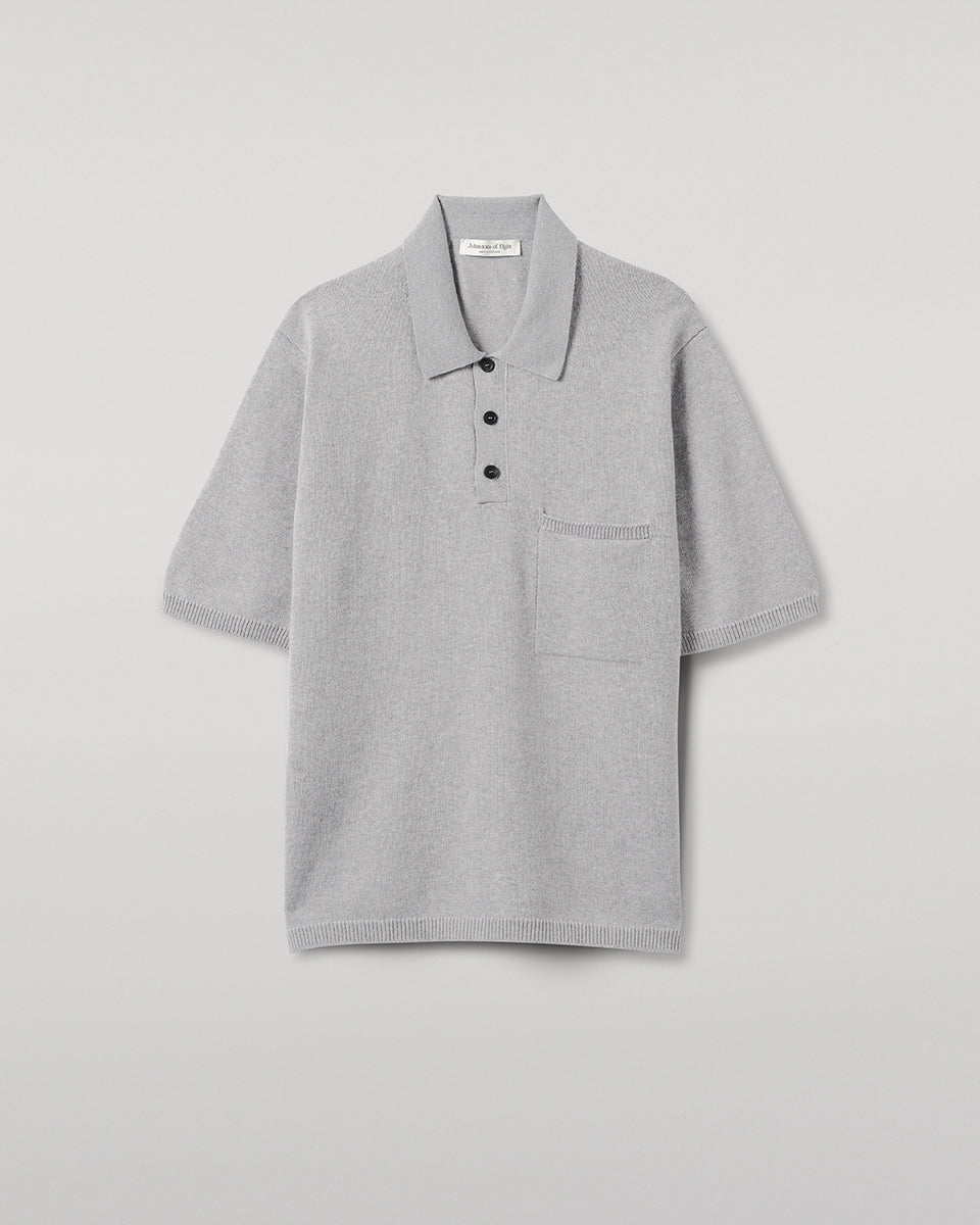 Superfine Merino Relaxed Light Grey Polo Shirt
